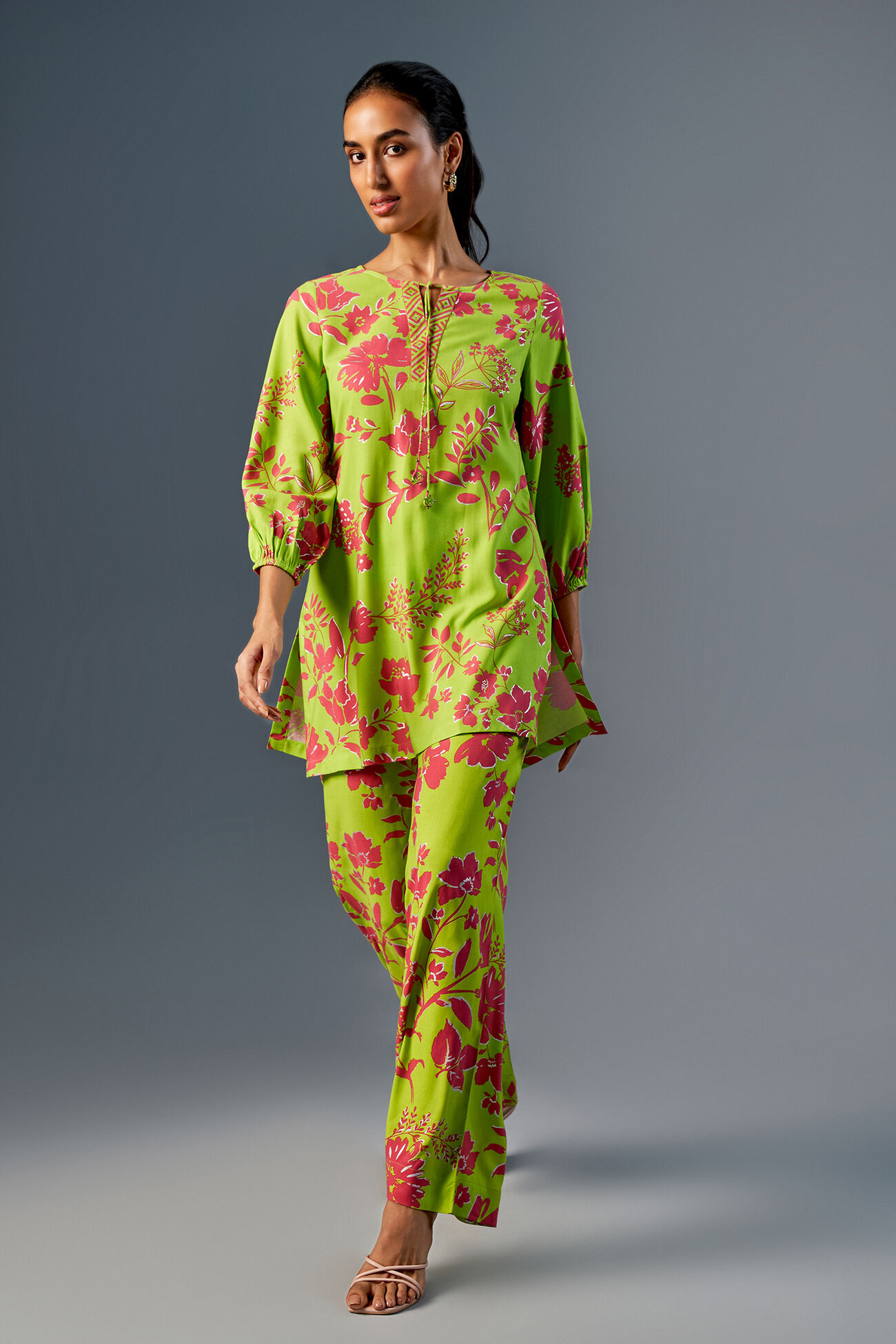 Flower Power Tunic, Lime, image 1