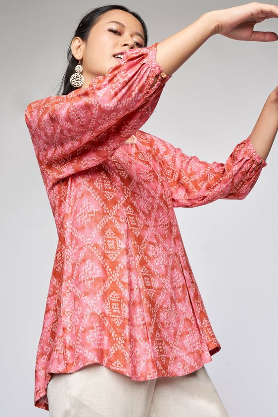 Rose Pink Gathers or Pleats Fit and Flare Top Global Desi