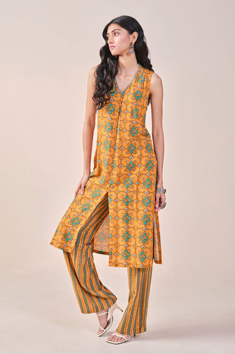 Nature-Inspired Printed Kurta Set, Mustard, image 9