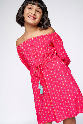 3 - Hot Pink Geometric Fit and Flare Dress, image 3