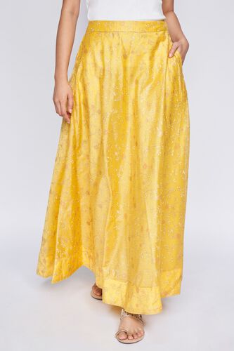 Buy Mustard Ethnic Motifs Flared Skirt Online at Best Price at Global ...