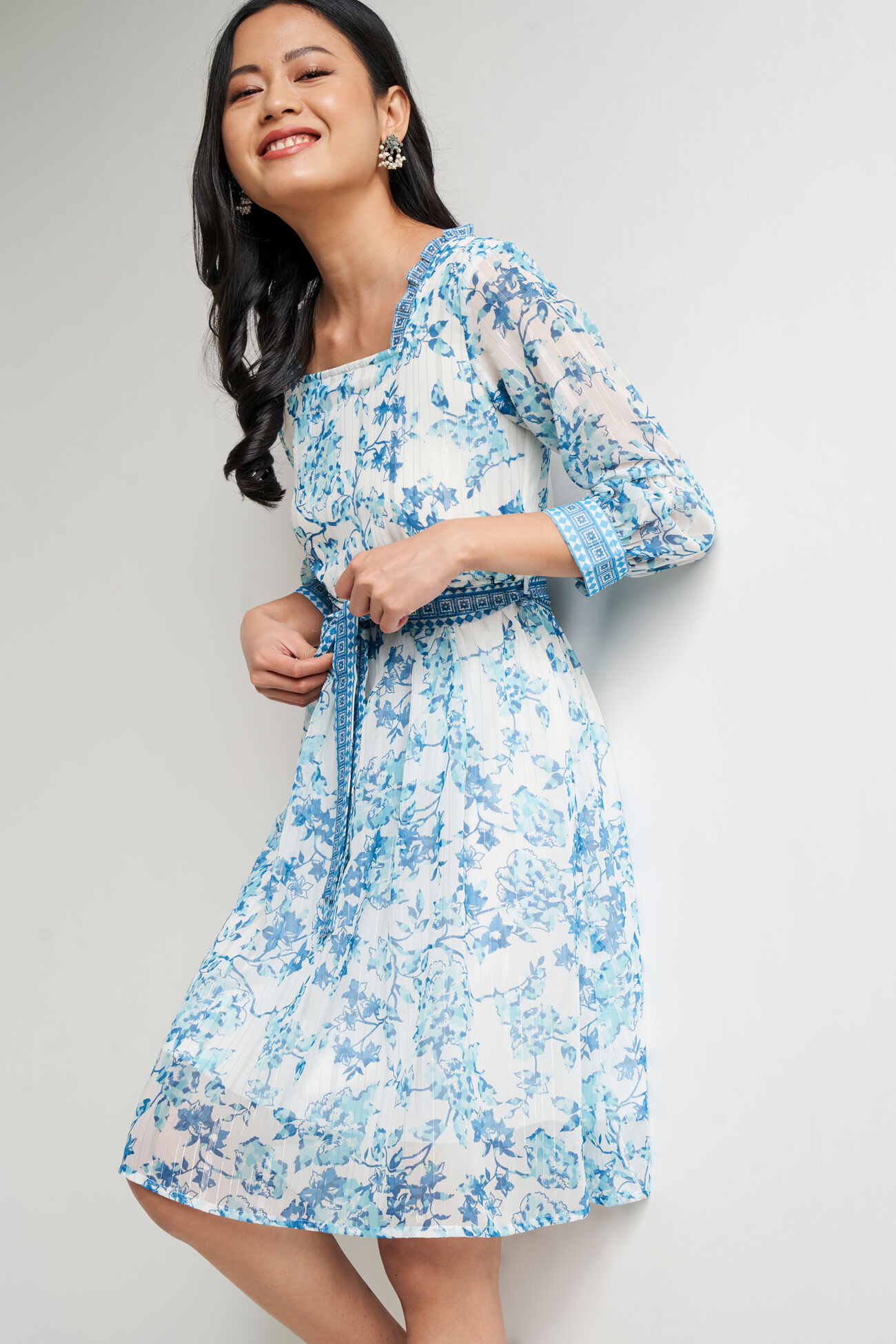 Buy Blue Floral Casual Dress Online at Best Price at Global Desi-  FW22GA888DRLRX