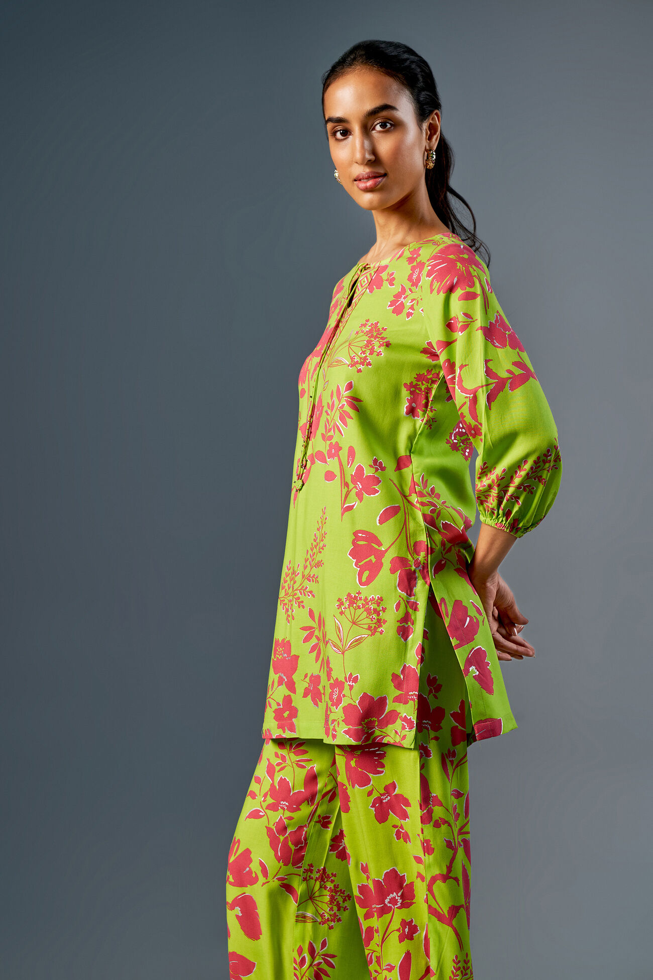 Flower Power Tunic, Lime, image 3