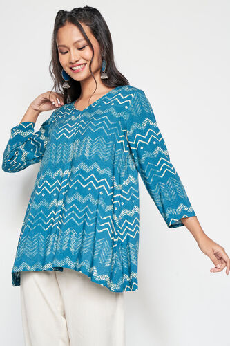 Buy our Aqua Chevron Straight Top online from globaldesi.in SC ...