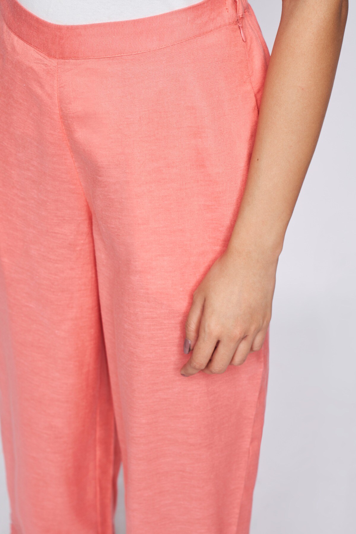 RECAP Peach Relaxed Fit High Rise Trousers